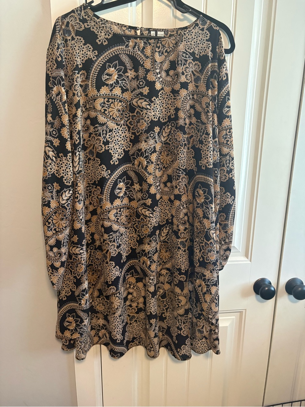 Cato Black and Gold Asymmetrical Floral Tunic Dress